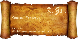 Komsa Zsuzsa névjegykártya